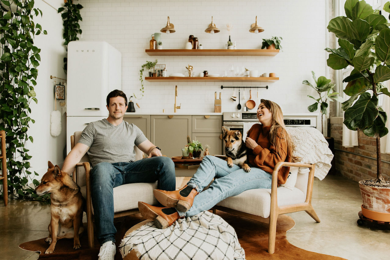 Kaleigh Gamache, her boyfriend Sean, and their two dogs.