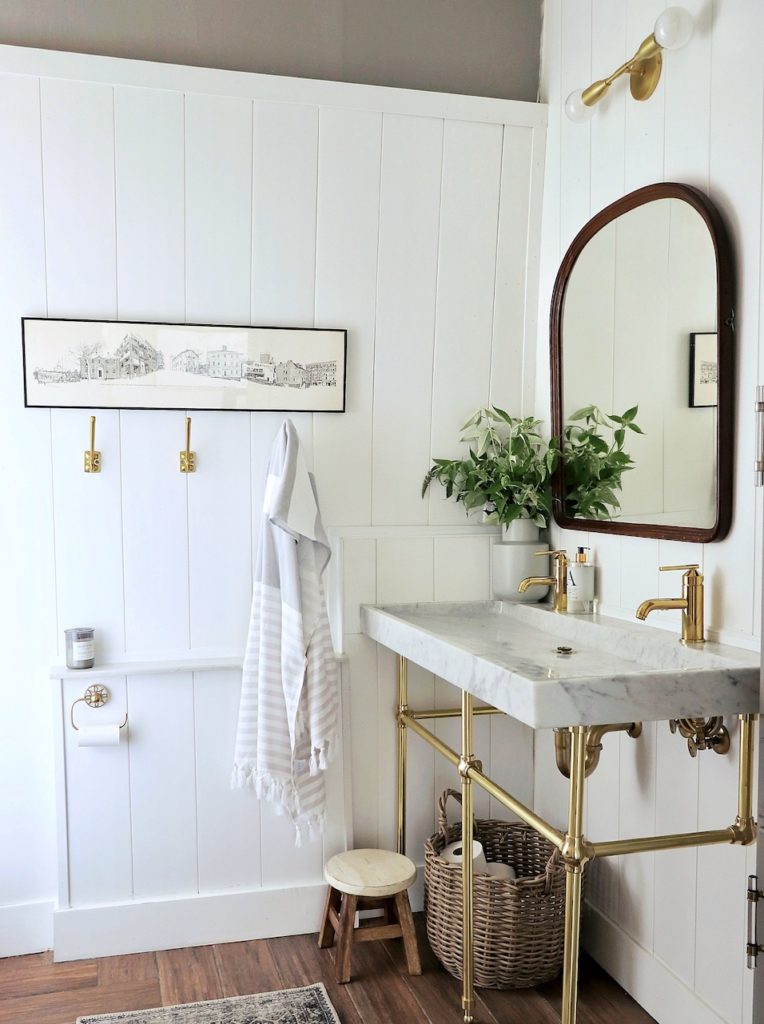 the original bathroom had pink tiles