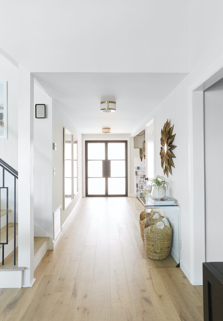 Hallways with light wood floors
