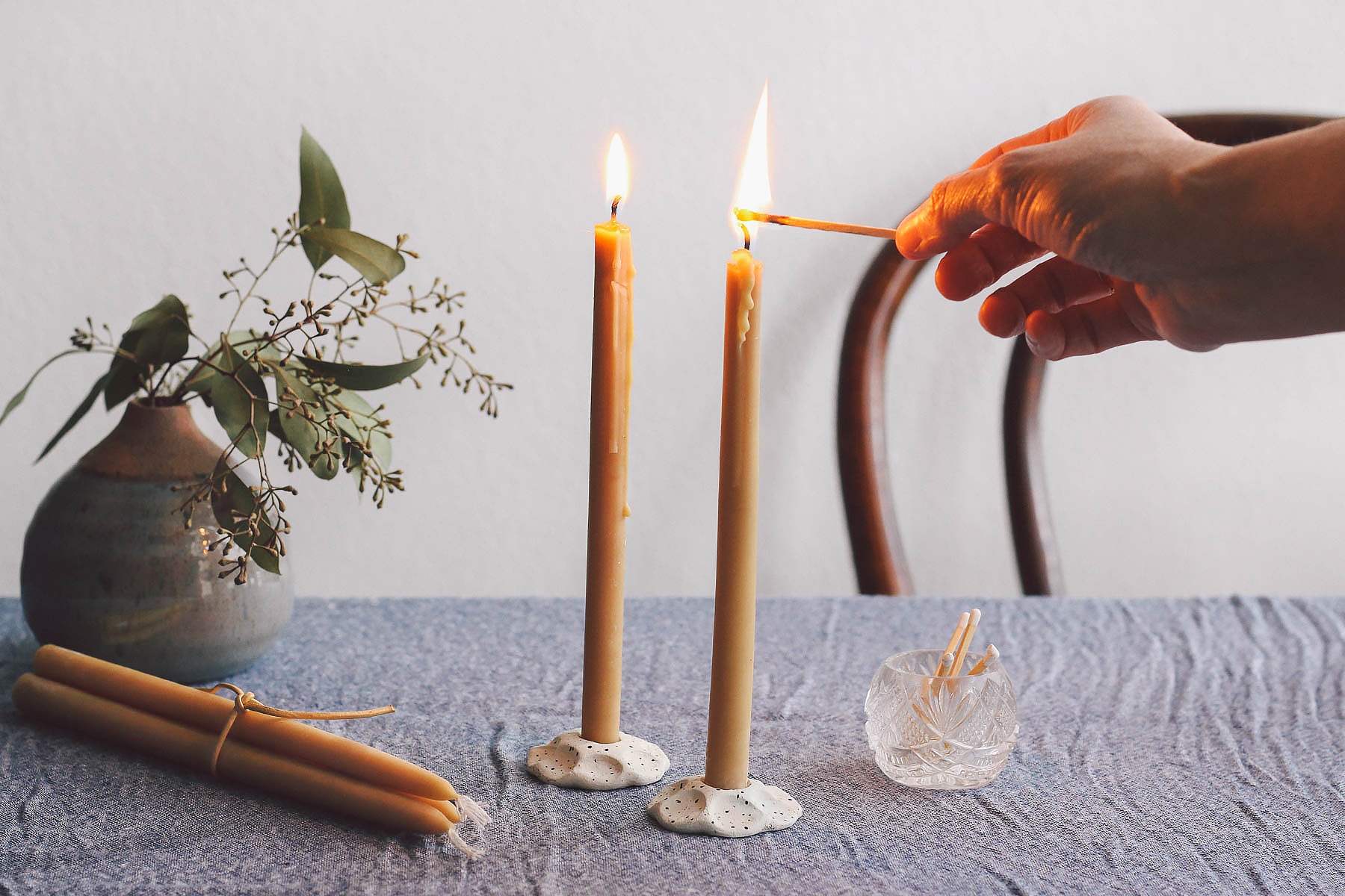 DIY Speckled Candle Holders