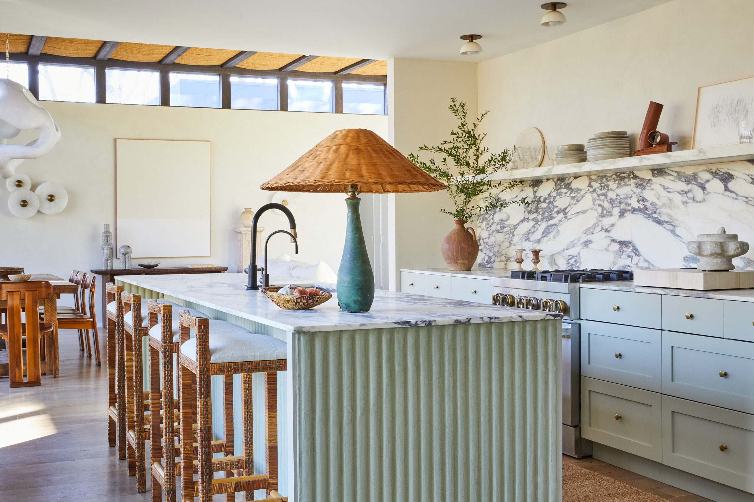 Light green kitchen cabinets
