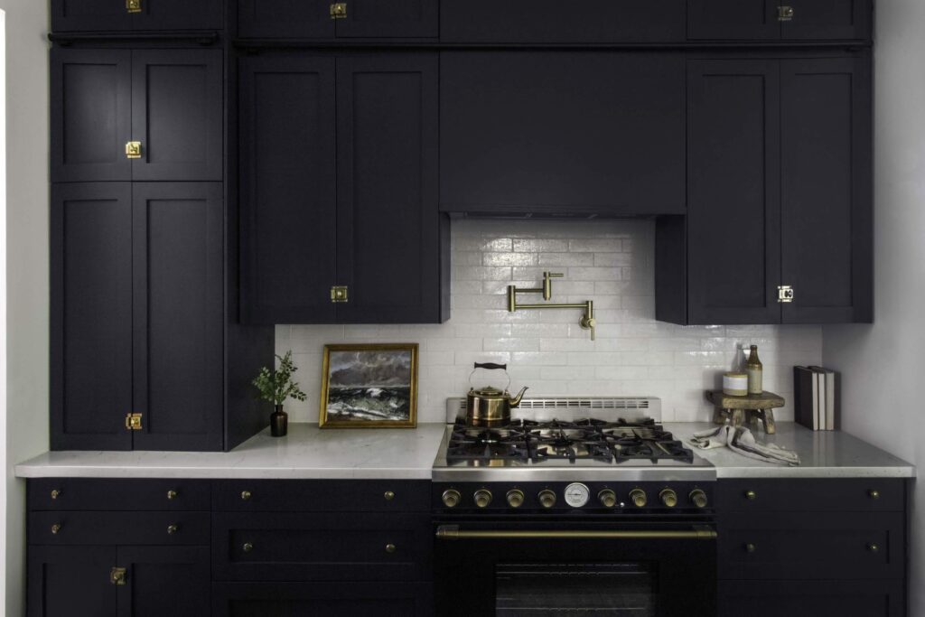 Black shaker kitchen cabinets