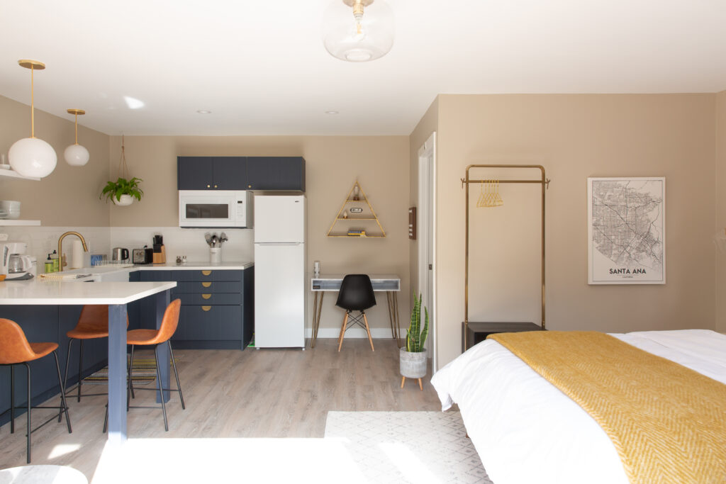 Yellow Airbnb bedroom