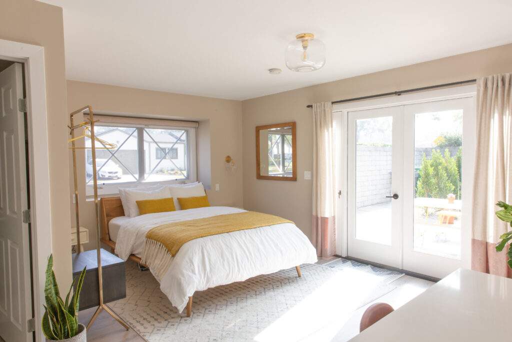 Yellow Airbnb bedroom