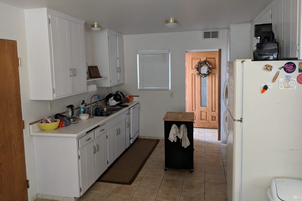 Pink kitchen renovation before