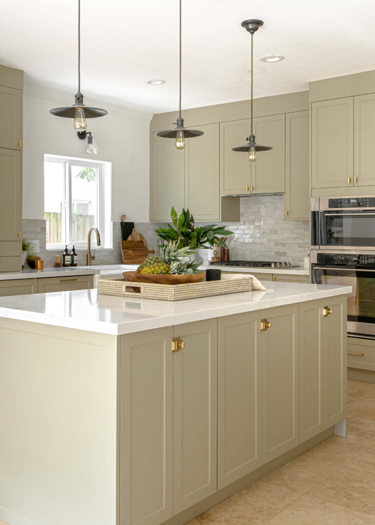 Kitchen island storage doors