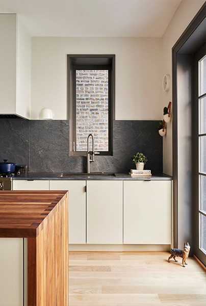 Off White Slab Kitchen Cabinets