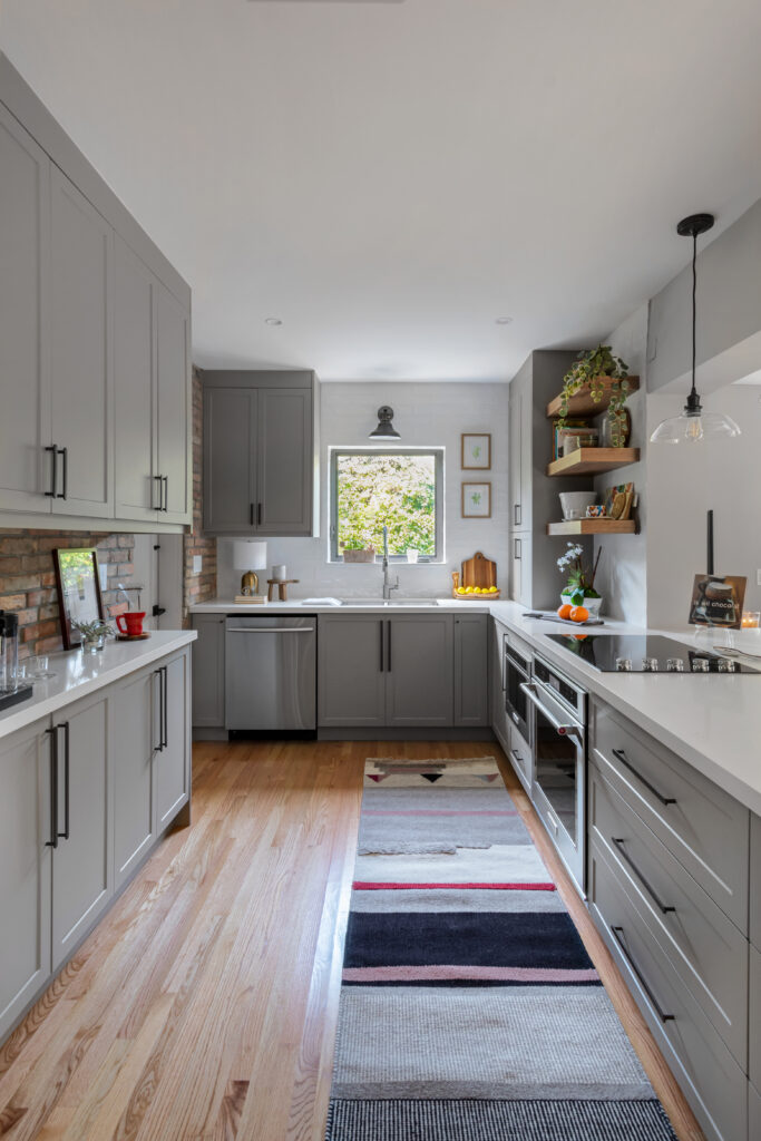 Miami kitchen renovation with gray Semihandmande shaker cabinets
