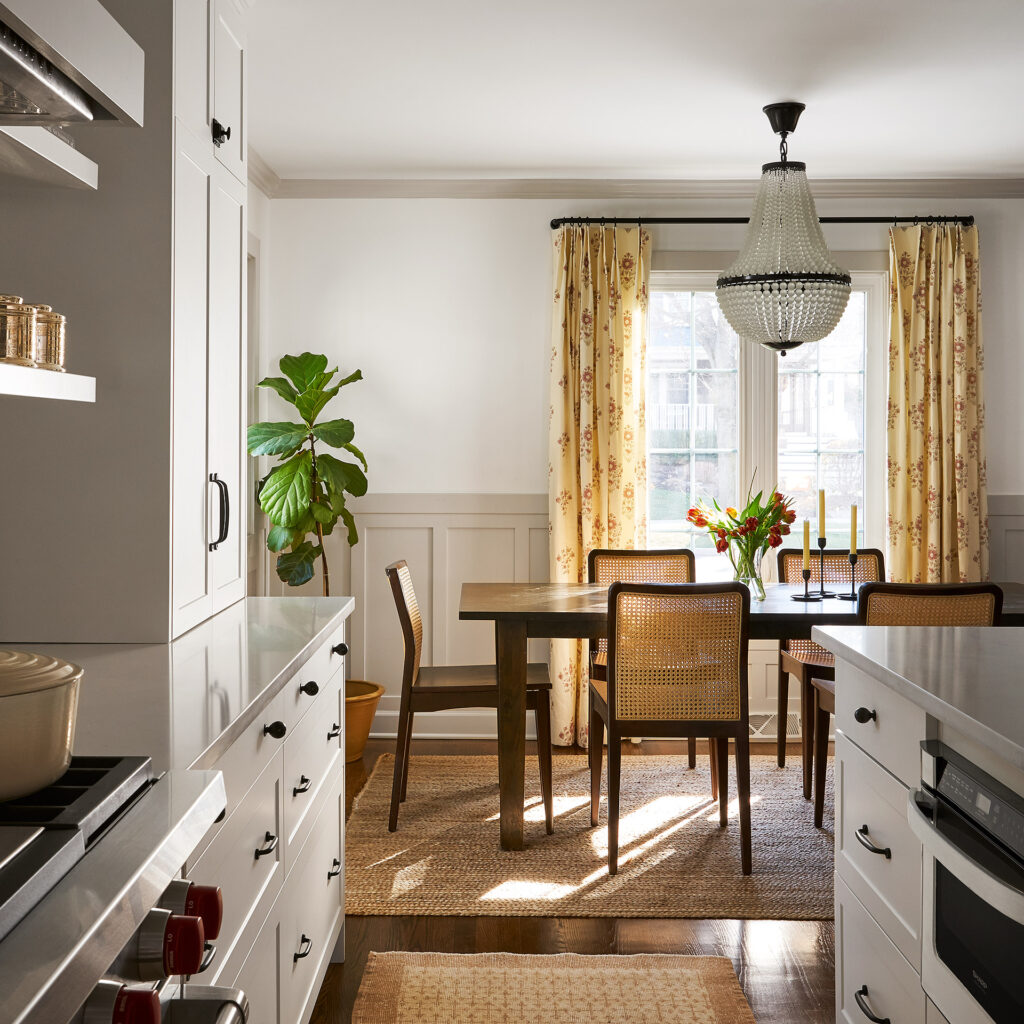 Illinois Colonial renovation with yellow curtains
