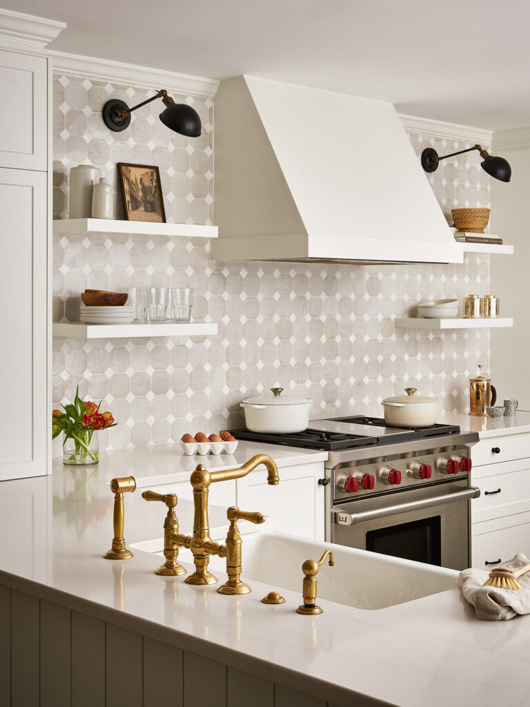 White and gray kitchen with Semihandmade cabinets