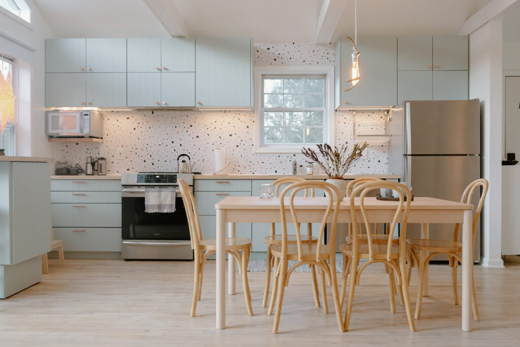 Light blue Catskills kitchen renovation