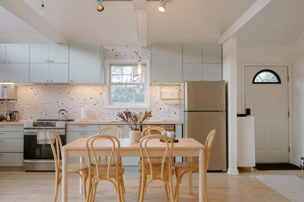 Light blue Catskills Airbnb renovation