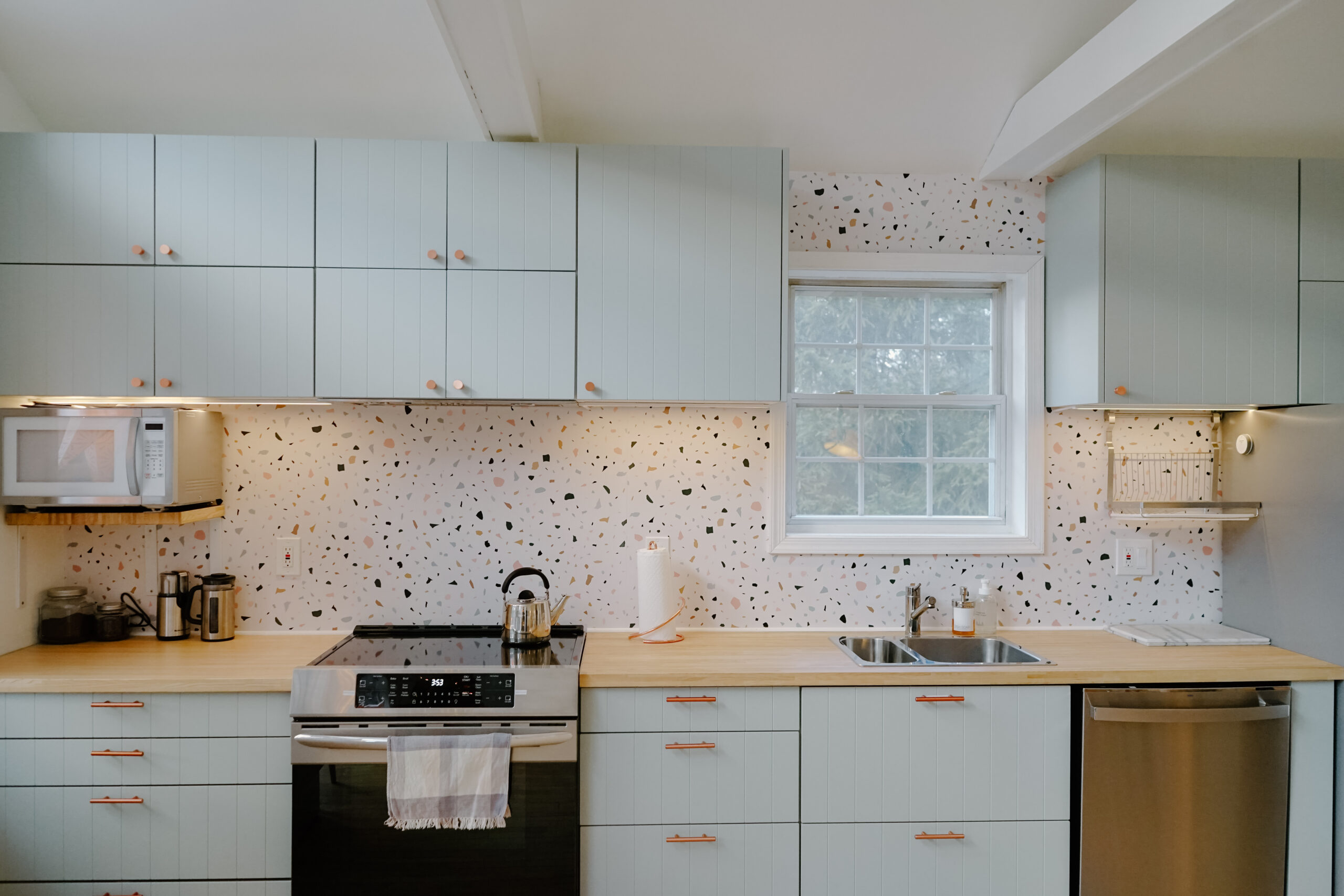 Light blue Catskills Airbnb renovation