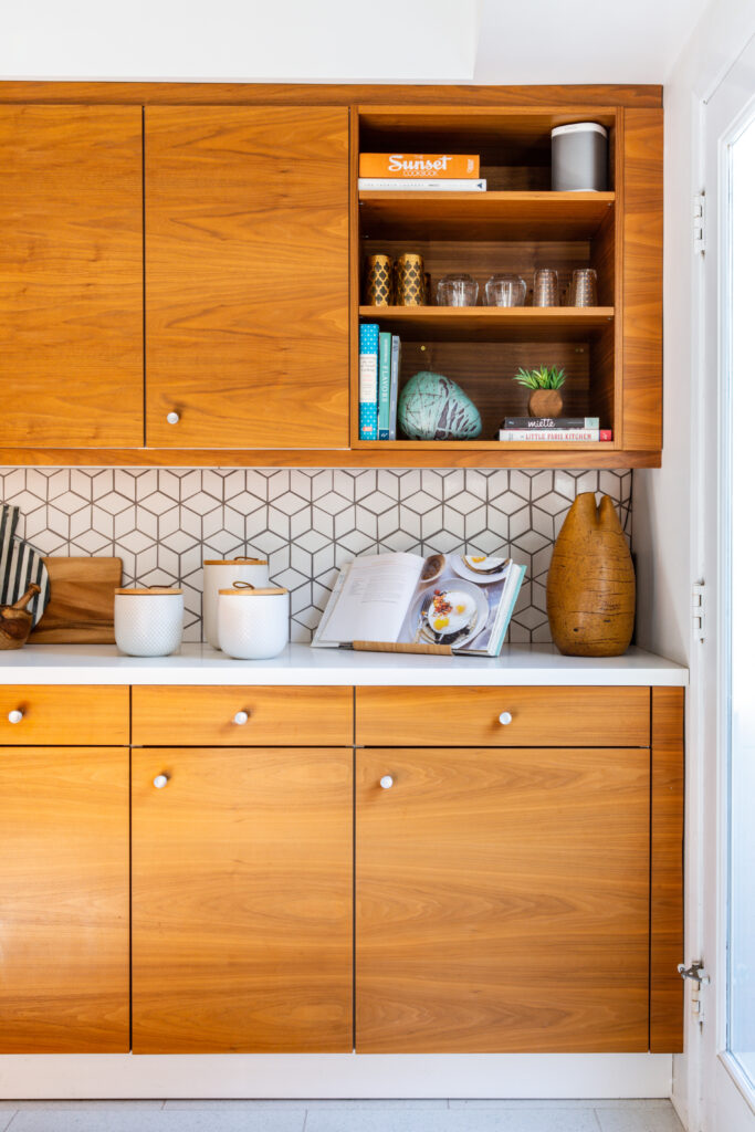 Walnut Kitchen Cabinets in Midcentury Los Angeles Home