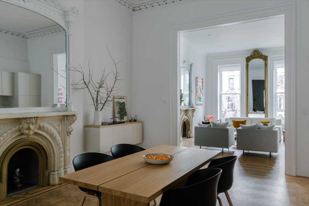 Open dining and living rooms