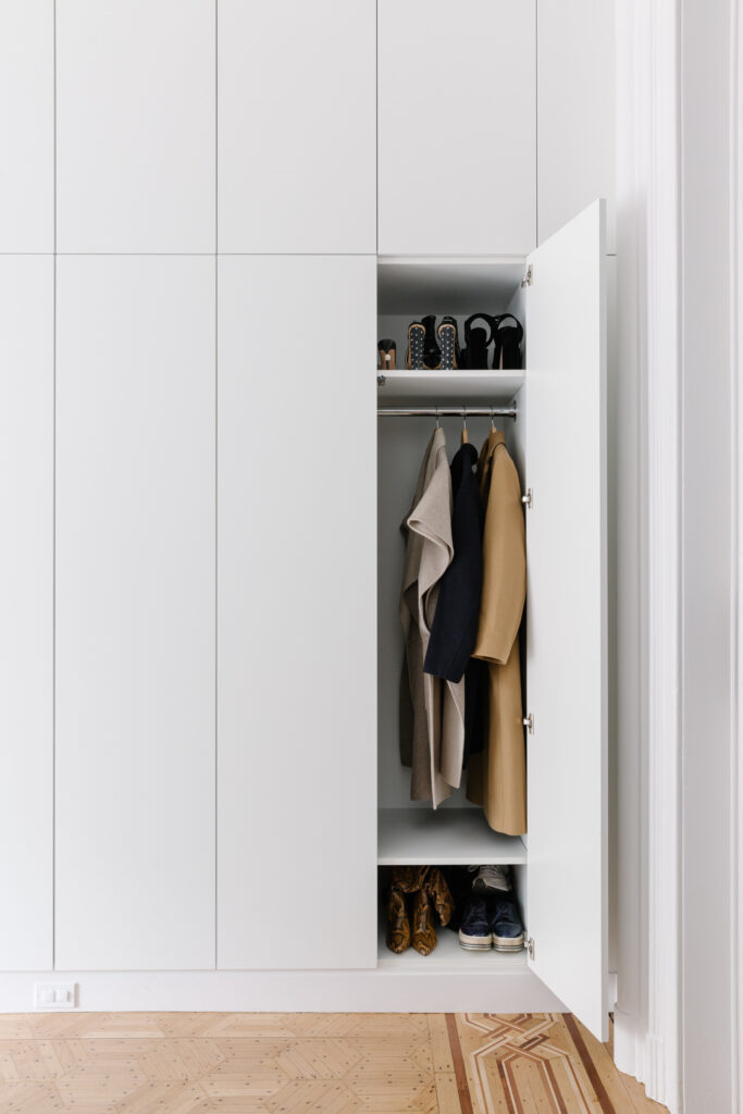 White floor to ceiling closet