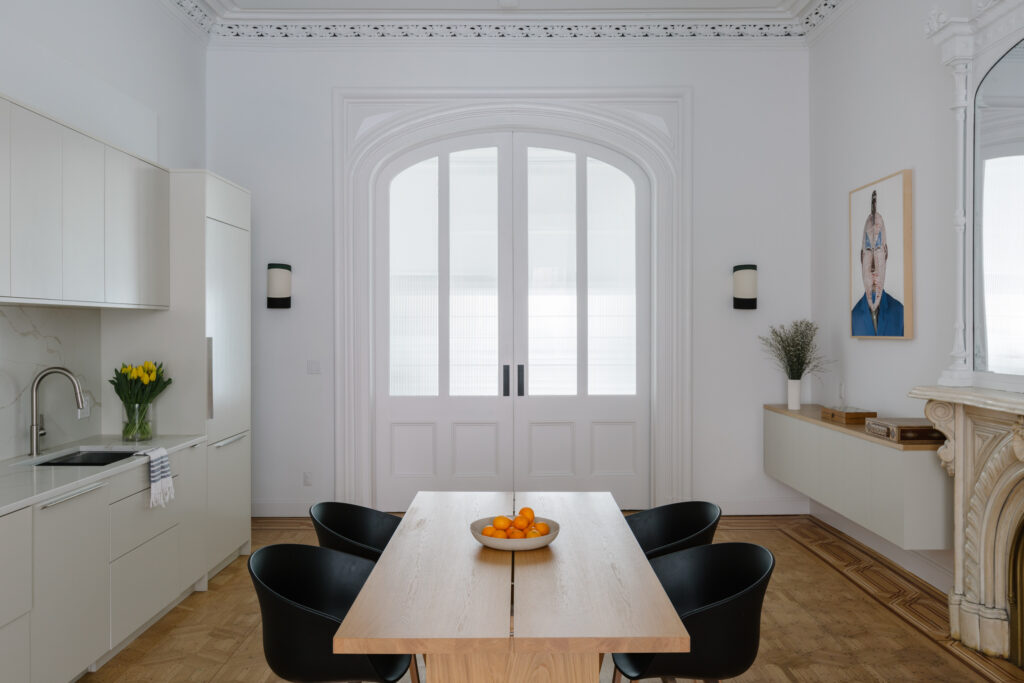 White painted pocket doors