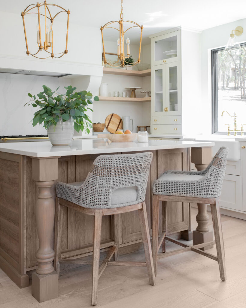 Wood farmhouse kitchen island