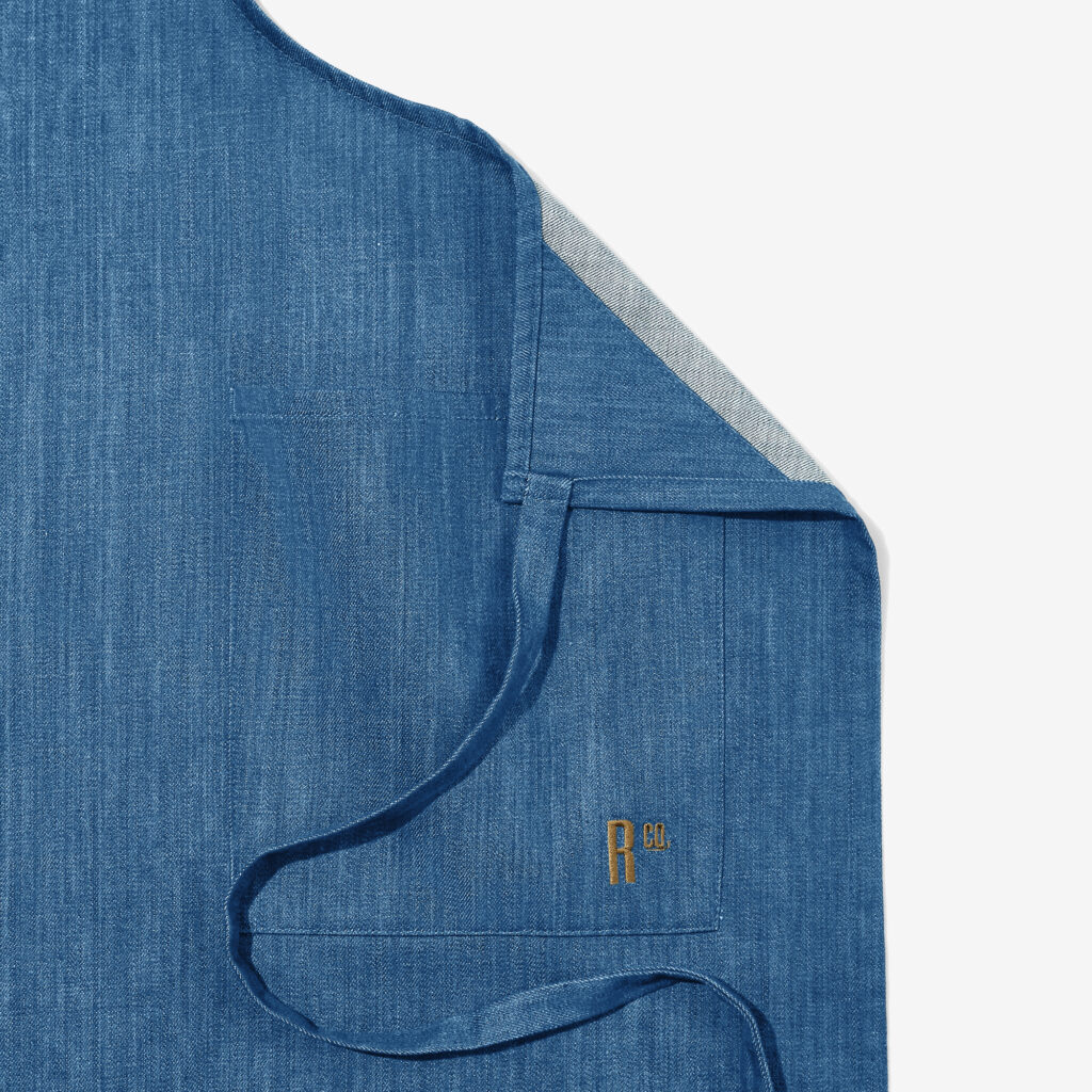 Denim apron close up