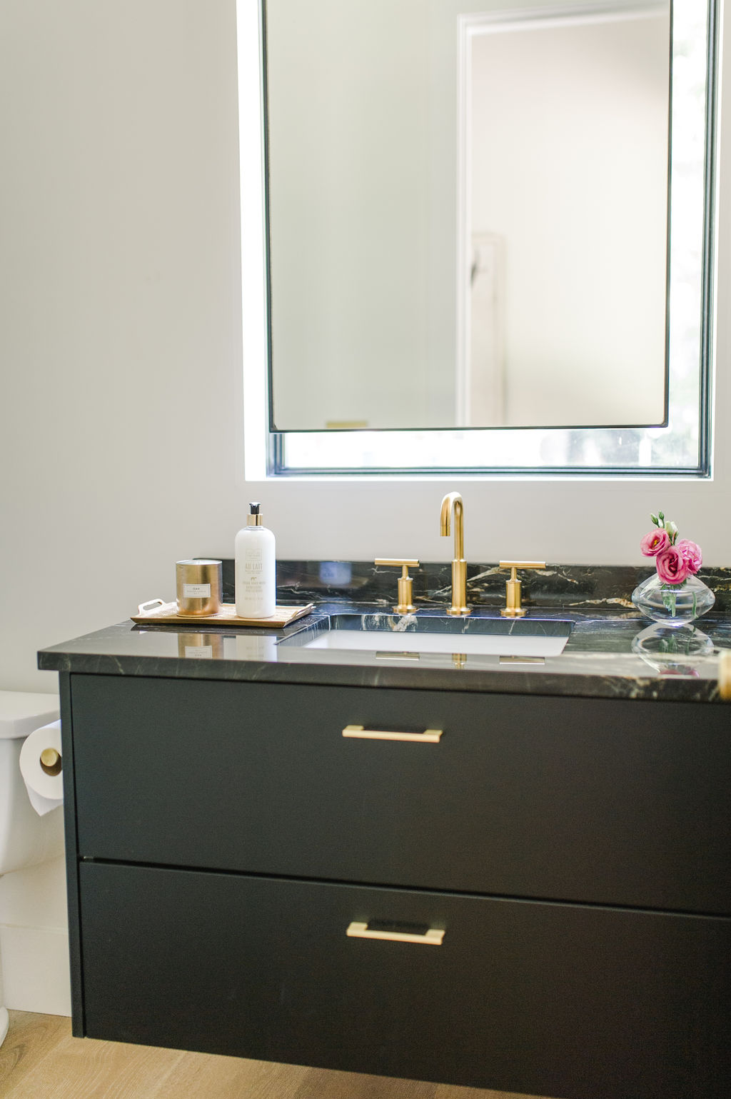 Black floating bathroom vanity