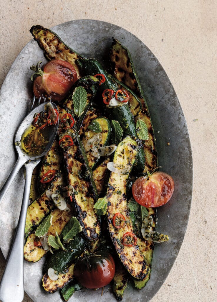Grilled zucchini and tomatoes