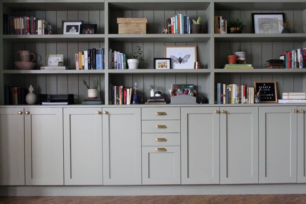Grey home office shaker cabinets