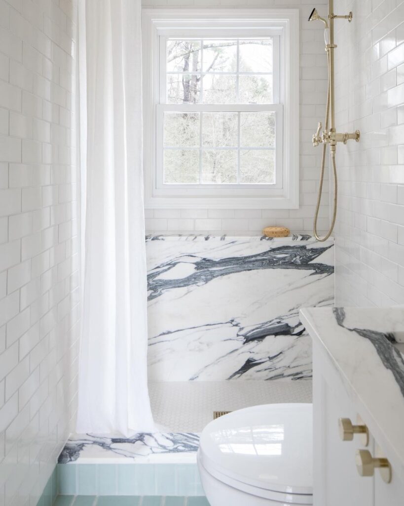 Marble bathroom with shower