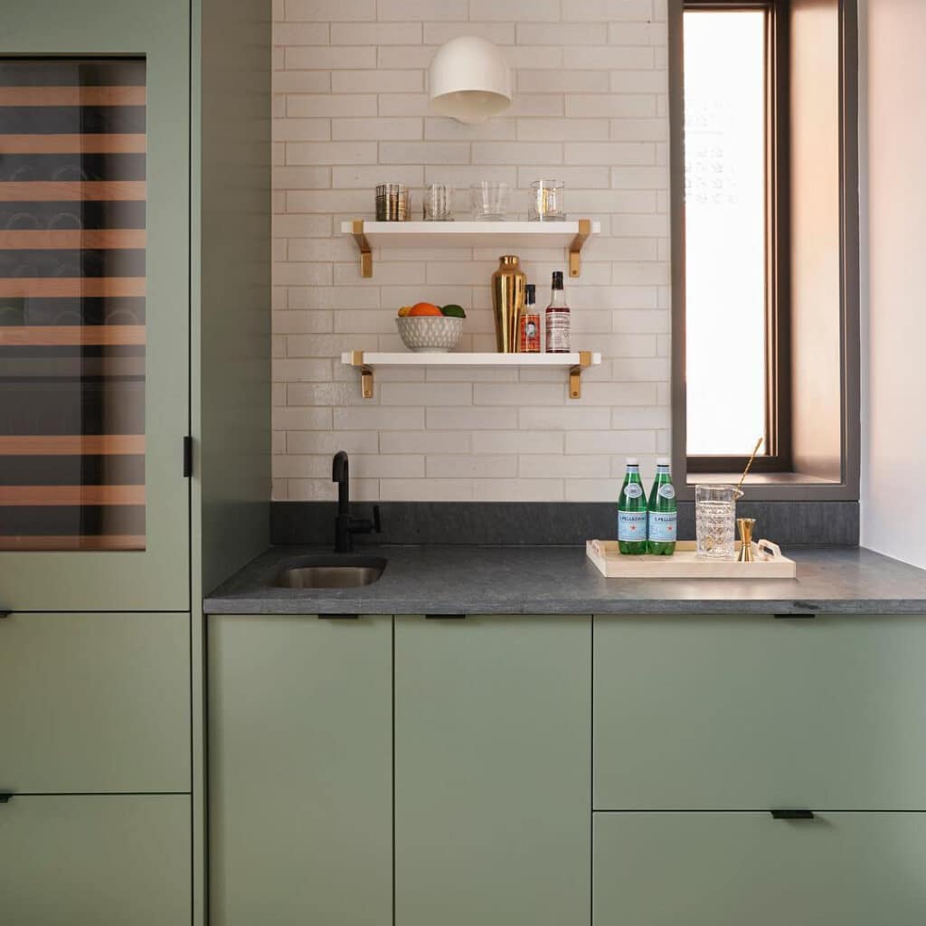 Sage green kitchen cabinets