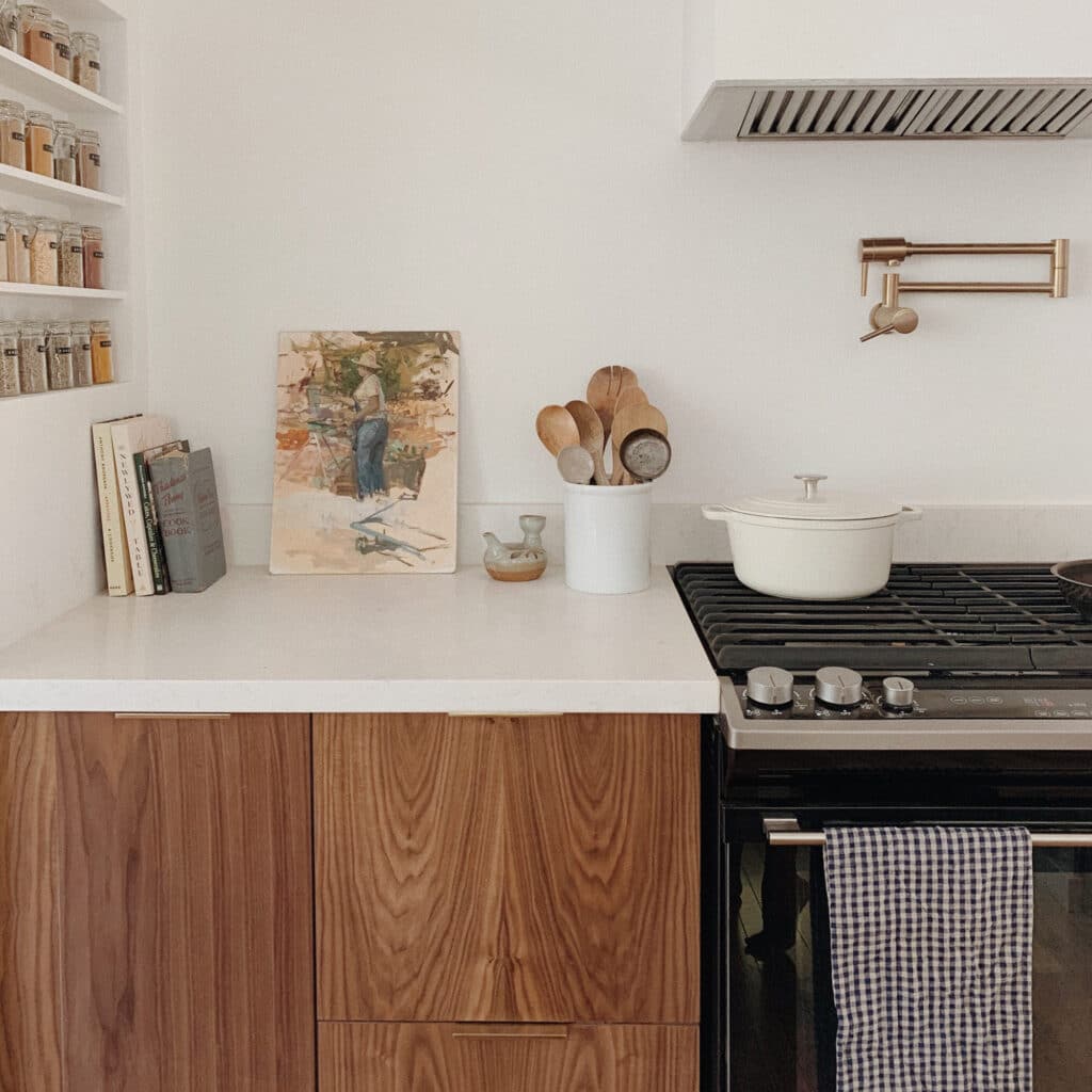 Wood and white two tone kitchen
