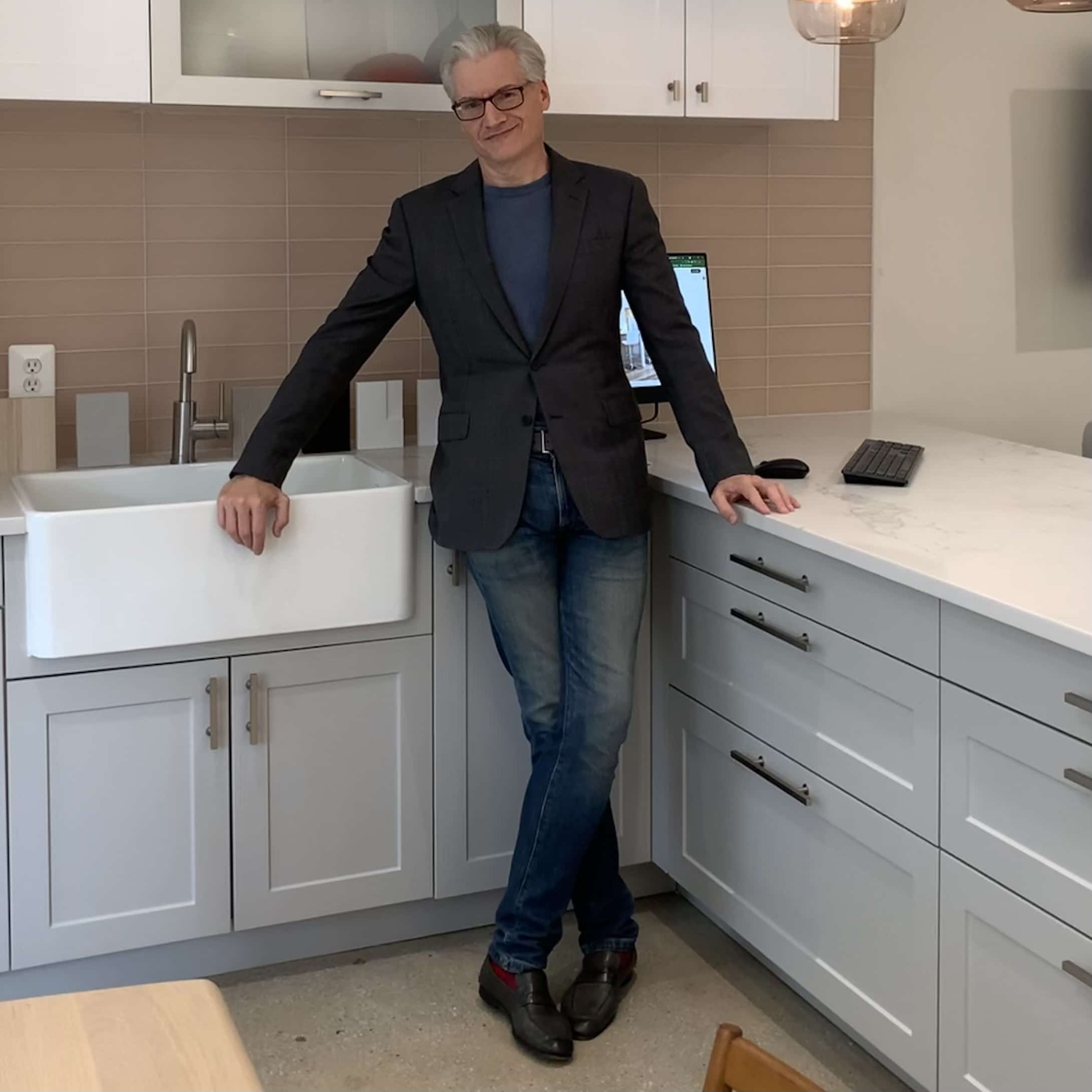 Showroom manager Jeff Thomas poses in our new york showroom