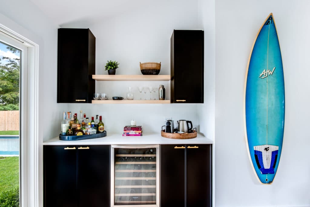 Black bar off the kitchen